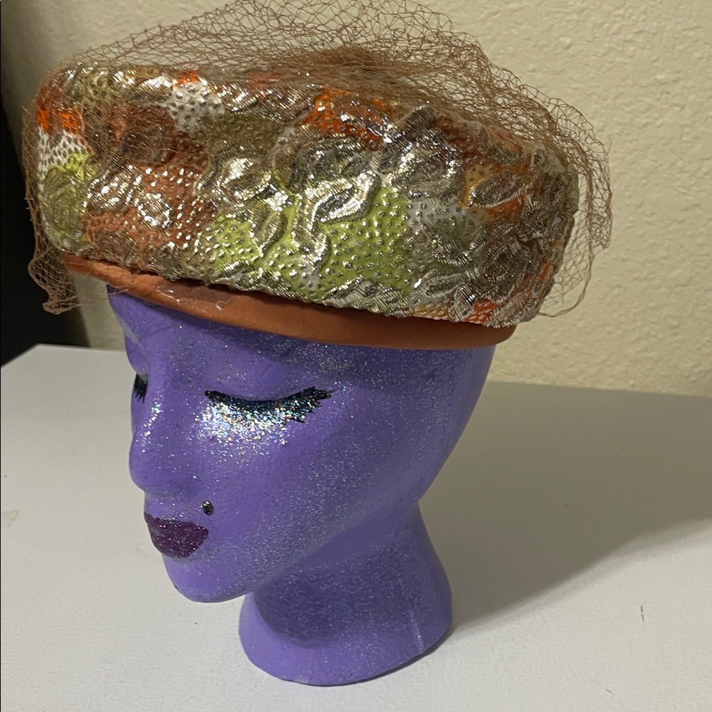 Union Made Women's Vintage Multicolored Shiney Fabric Bucket Hat. Very Pretty.